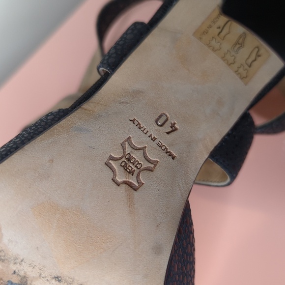 MARELLA Cap Toe Black Leather Block Heels Size 40/10 - Picture 12 of 16